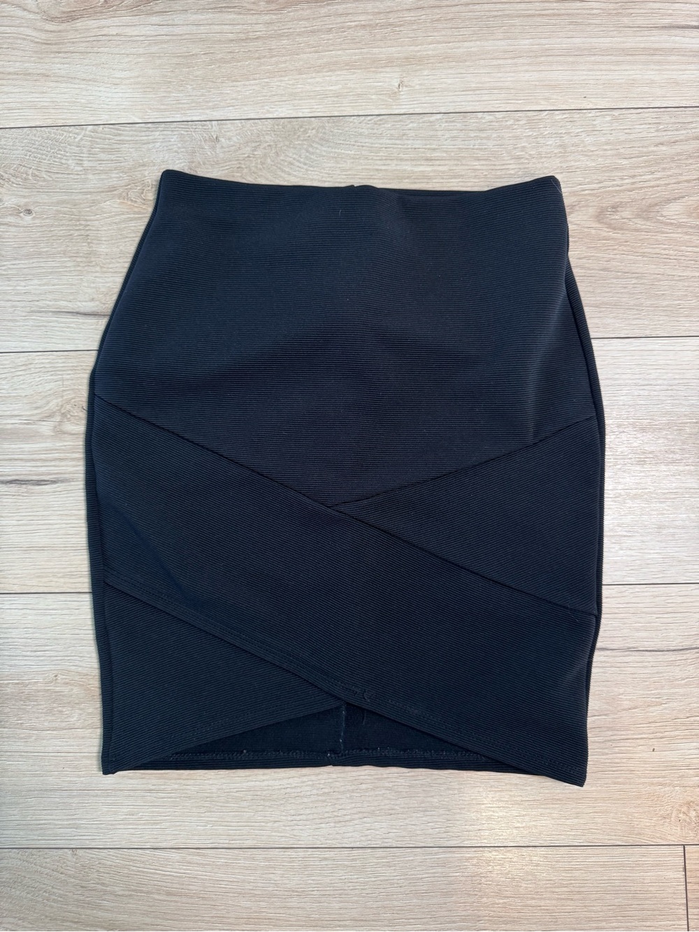 Joe Benbasset Black Ponte Pencil Skirt with Wrap-Seam Detail